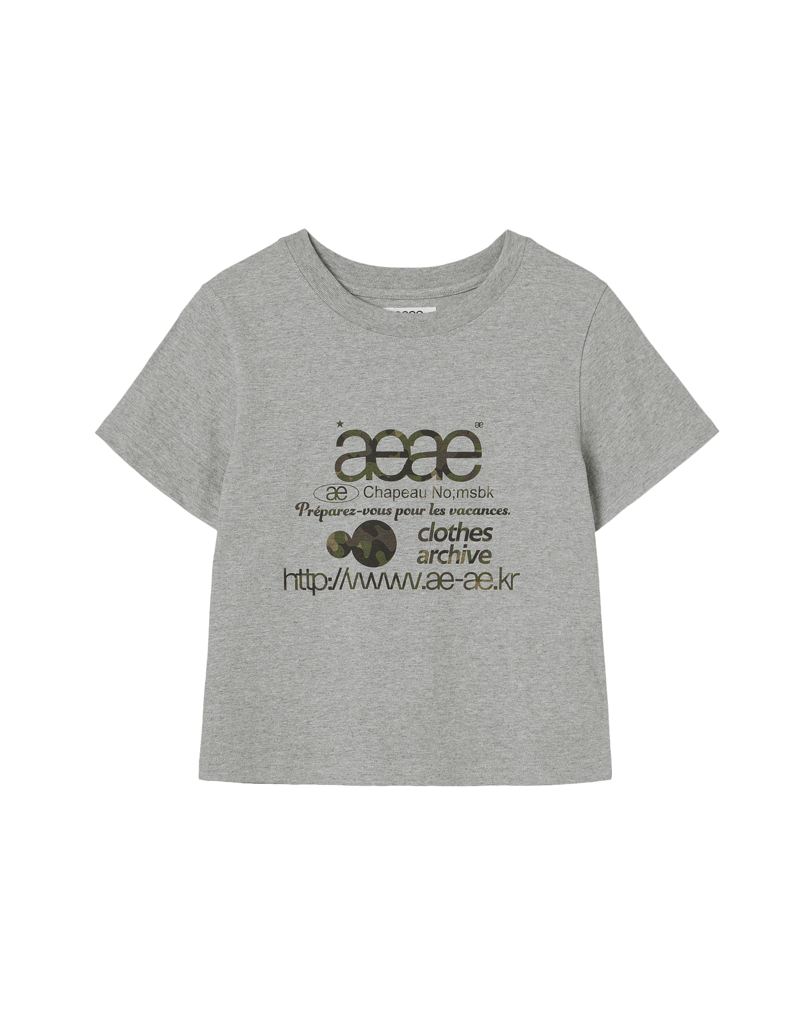 WEB LOGO CROP T-SHIRTS [MELANGE GREY/CAMO]